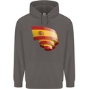 Curled Spain Flag Spanish Day Football Mens 80% Cotton Hoodie Charcoal