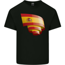 Curled Spain Flag Spanish Day Football Mens Cotton T-Shirt Tee Top Black