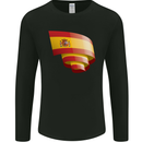 Curled Spain Flag Spanish Day Football Mens Long Sleeve T-Shirt Black