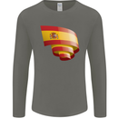 Curled Spain Flag Spanish Day Football Mens Long Sleeve T-Shirt Charcoal