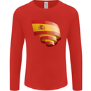 Curled Spain Flag Spanish Day Football Mens Long Sleeve T-Shirt Red