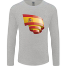 Curled Spain Flag Spanish Day Football Mens Long Sleeve T-Shirt Sports Grey