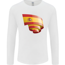 Curled Spain Flag Spanish Day Football Mens Long Sleeve T-Shirt White