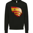 Curled Spain Flag Spanish Day Football Mens Sweatshirt Jumper Black