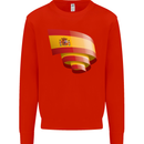 Curled Spain Flag Spanish Day Football Mens Sweatshirt Jumper Bright Red