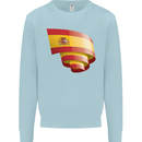 Curled Spain Flag Spanish Day Football Mens Sweatshirt Jumper Light Blue