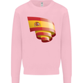 Curled Spain Flag Spanish Day Football Mens Sweatshirt Jumper Light Pink