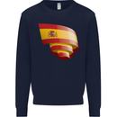 Curled Spain Flag Spanish Day Football Mens Sweatshirt Jumper Navy Blue
