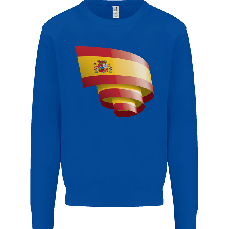 Curled Spain Flag Spanish Day Football Mens Sweatshirt Jumper Royal Blue