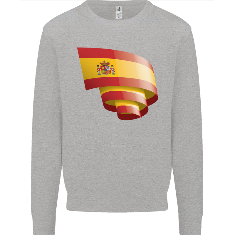 Curled Spain Flag Spanish Day Football Mens Sweatshirt Jumper Sports Grey