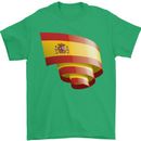 Curled Spain Flag Spanish Day Football Mens T-Shirt 100% Cotton Irish Green