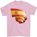 Curled Spain Flag Spanish Day Football Mens T-Shirt 100% Cotton Light Pink