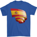Curled Spain Flag Spanish Day Football Mens T-Shirt 100% Cotton Royal Blue