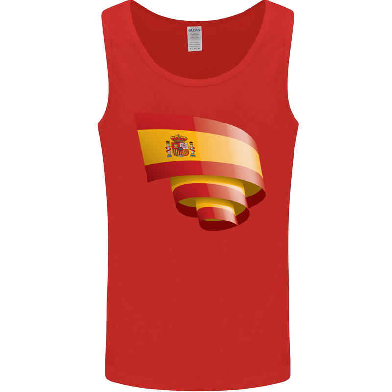 Curled Spain Flag Spanish Day Football Mens Vest Tank Top Red