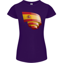 Curled Spain Flag Spanish Day Football Womens Petite Cut T-Shirt Purple