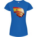 Curled Spain Flag Spanish Day Football Womens Petite Cut T-Shirt Royal Blue