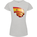 Curled Spain Flag Spanish Day Football Womens Petite Cut T-Shirt Sports Grey
