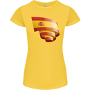 Curled Spain Flag Spanish Day Football Womens Petite Cut T-Shirt Yellow