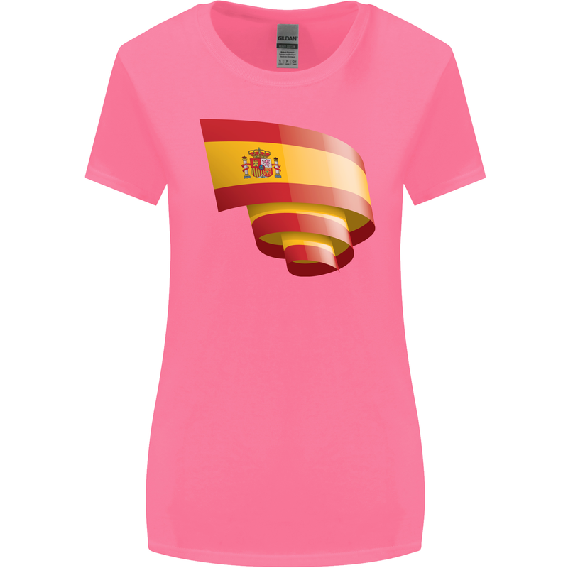 Curled Spain Flag Spanish Day Football Womens Wider Cut T-Shirt Azalea