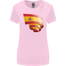 Curled Spain Flag Spanish Day Football Womens Wider Cut T-Shirt Light Pink