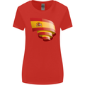 Curled Spain Flag Spanish Day Football Womens Wider Cut T-Shirt Red