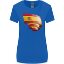 Curled Spain Flag Spanish Day Football Womens Wider Cut T-Shirt Royal Blue