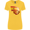 Curled Spain Flag Spanish Day Football Womens Wider Cut T-Shirt Yellow