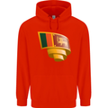 Curled Sri Lankan Flag Sri Lanka Day Football Childrens Kids Hoodie Bright Red