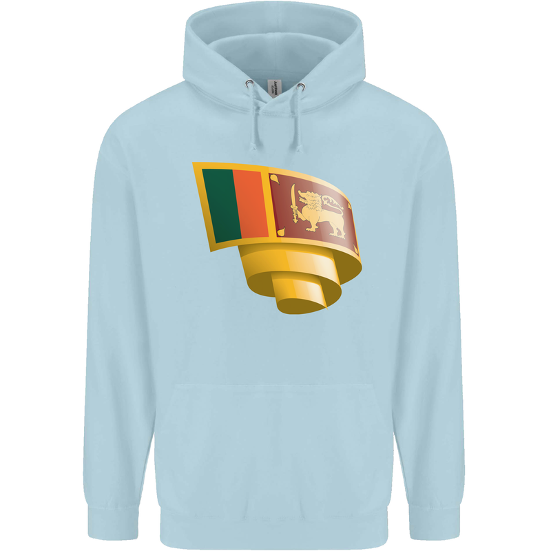 Curled Sri Lankan Flag Sri Lanka Day Football Childrens Kids Hoodie Light Blue