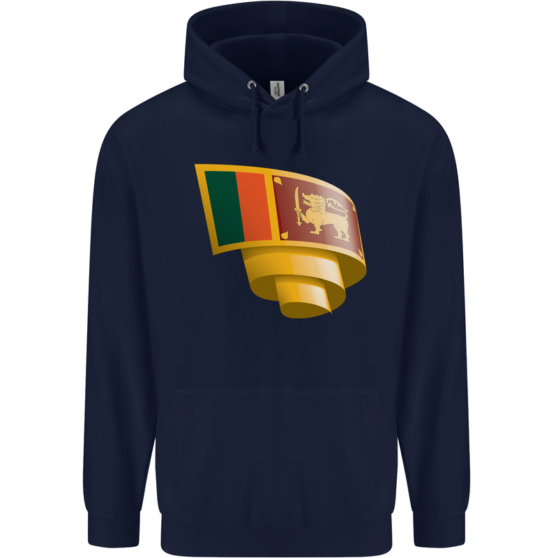Curled Sri Lankan Flag Sri Lanka Day Football Childrens Kids Hoodie Navy Blue
