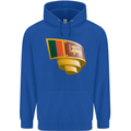 Curled Sri Lankan Flag Sri Lanka Day Football Childrens Kids Hoodie Royal Blue