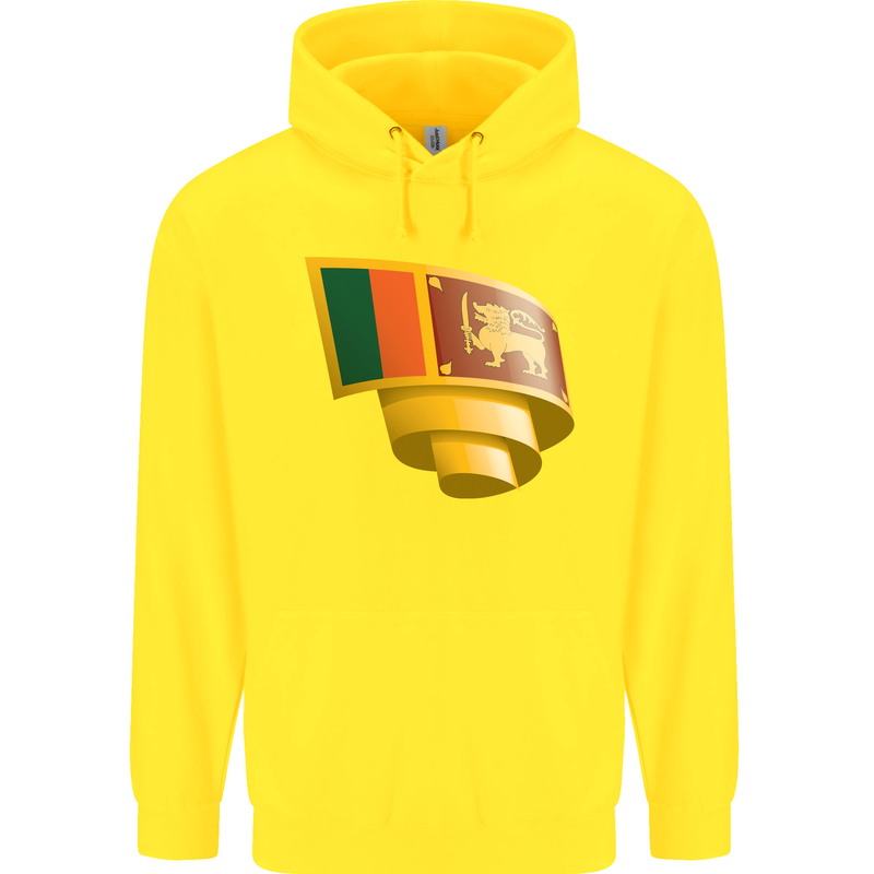 Curled Sri Lankan Flag Sri Lanka Day Football Childrens Kids Hoodie Yellow