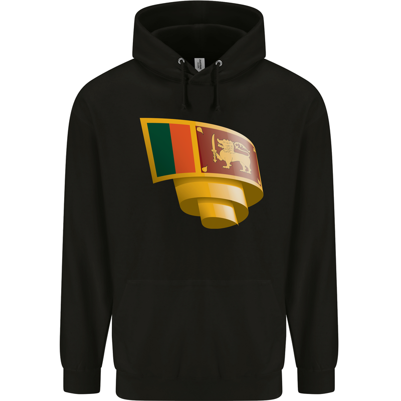 Curled Sri Lankan Flag Sri Lanka Day Football Mens 80% Cotton Hoodie Black