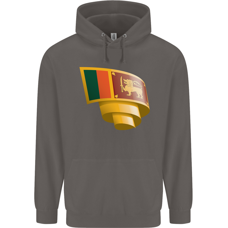 Curled Sri Lankan Flag Sri Lanka Day Football Mens 80% Cotton Hoodie Charcoal
