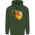 Curled Sri Lankan Flag Sri Lanka Day Football Mens 80% Cotton Hoodie Forest Green