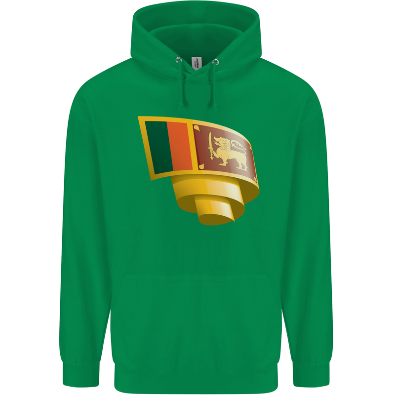 Curled Sri Lankan Flag Sri Lanka Day Football Mens 80% Cotton Hoodie Irish Green