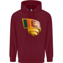 Curled Sri Lankan Flag Sri Lanka Day Football Mens 80% Cotton Hoodie Maroon