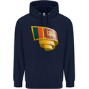 Curled Sri Lankan Flag Sri Lanka Day Football Mens 80% Cotton Hoodie Navy Blue