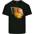 Curled Sri Lankan Flag Sri Lanka Day Football Mens Cotton T-Shirt Tee Top Black