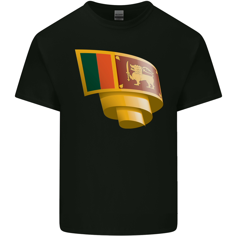 Curled Sri Lankan Flag Sri Lanka Day Football Mens Cotton T-Shirt Tee Top Black
