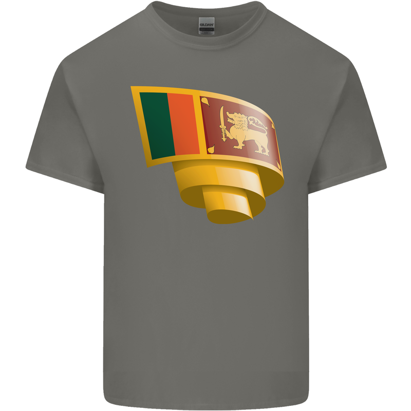 Curled Sri Lankan Flag Sri Lanka Day Football Mens Cotton T-Shirt Tee Top Charcoal