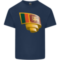 Curled Sri Lankan Flag Sri Lanka Day Football Mens Cotton T-Shirt Tee Top Navy Blue