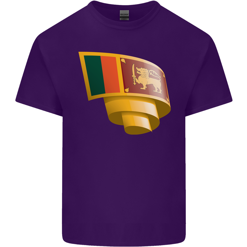 Curled Sri Lankan Flag Sri Lanka Day Football Mens Cotton T-Shirt Tee Top Purple