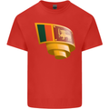 Curled Sri Lankan Flag Sri Lanka Day Football Mens Cotton T-Shirt Tee Top Red