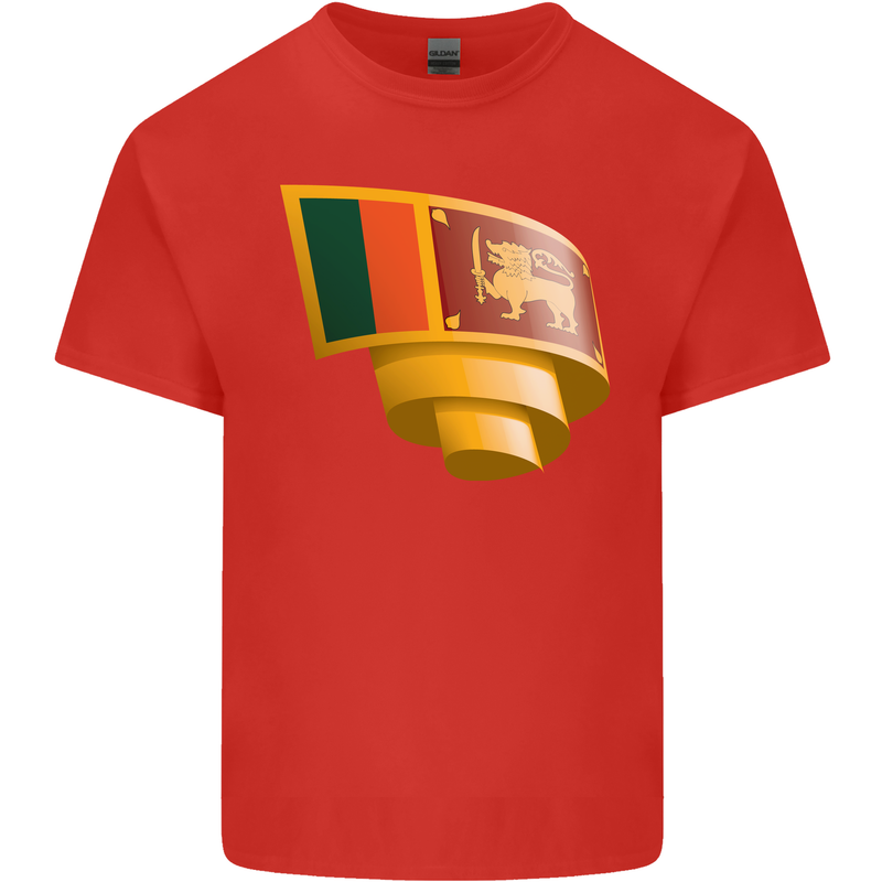Curled Sri Lankan Flag Sri Lanka Day Football Mens Cotton T-Shirt Tee Top Red