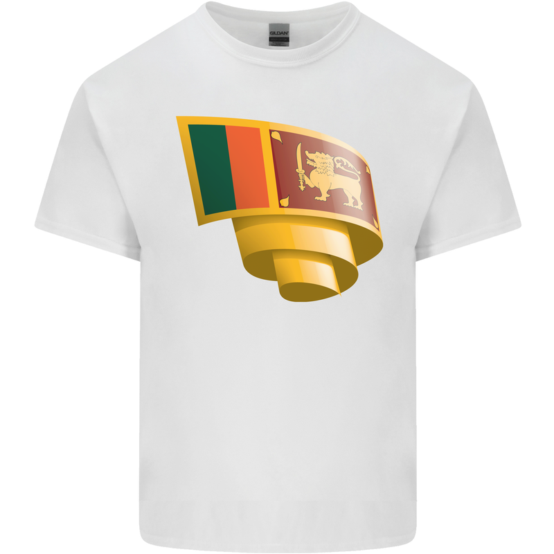 Curled Sri Lankan Flag Sri Lanka Day Football Mens Cotton T-Shirt Tee Top White