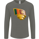 Curled Sri Lankan Flag Sri Lanka Day Football Mens Long Sleeve T-Shirt Charcoal
