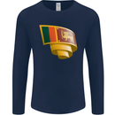 Curled Sri Lankan Flag Sri Lanka Day Football Mens Long Sleeve T-Shirt Navy Blue