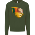 Curled Sri Lankan Flag Sri Lanka Day Football Mens Sweatshirt Jumper Forest Green