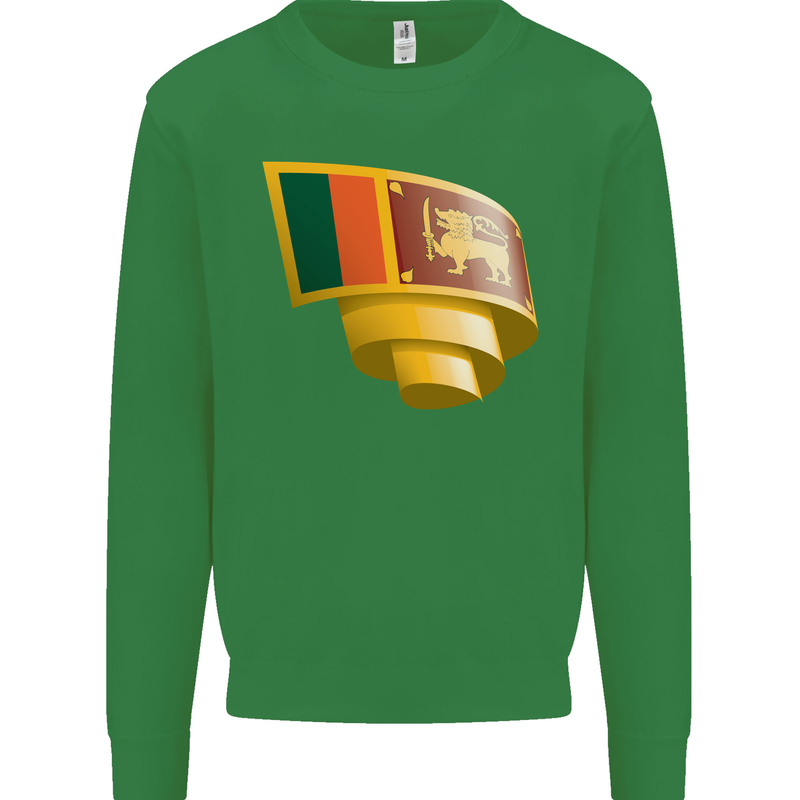 Curled Sri Lankan Flag Sri Lanka Day Football Mens Sweatshirt Jumper Irish Green